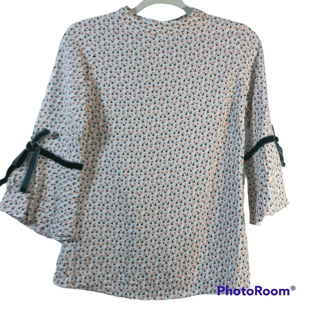 Fig Brown Geometric Print Top Bell sleeves Size XS